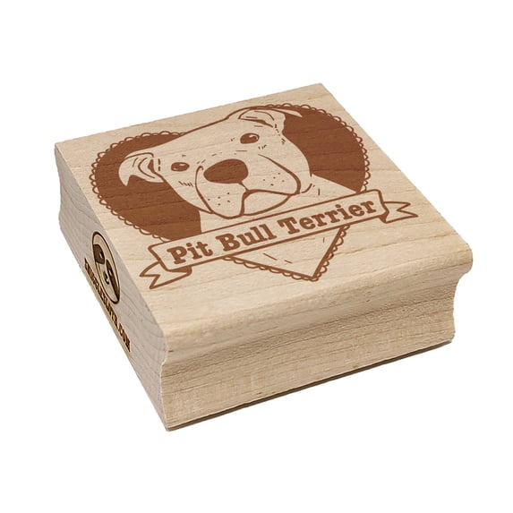 Pit Bull Terrier Dog Heart Square Rubber Stamp Stamping Scrapbooking Crafting - Large 2.75in