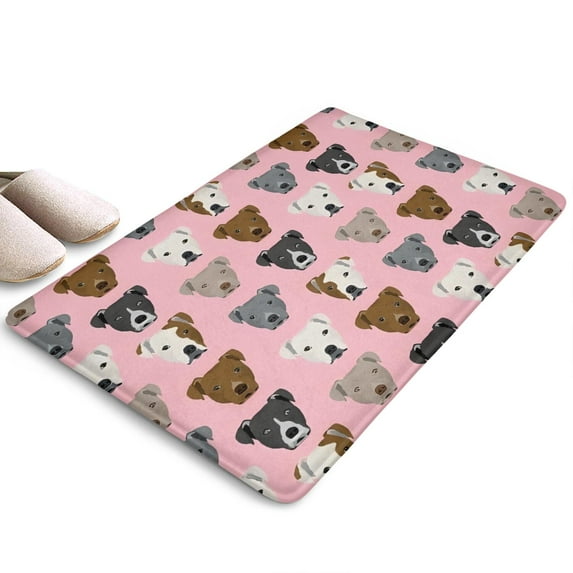 Pit Bull Terrier Flannel Non Slip Door Rugs,Washable Door Mats Indoor,Decorative Door Mats,Dirt-Resistant and Absorbent Doormat for Entrance,Bedroom,Kitchen,Bathroom,31.5x17in(80x43cm)