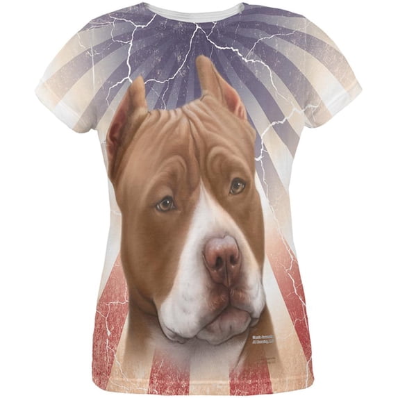 Pit Bull Terrier Live Forever All Over Womens T Shirt Multi 2XL