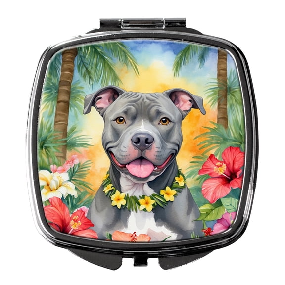 Pit Bull Terrier Luau Compact Mirror 2.75 in x 3 in