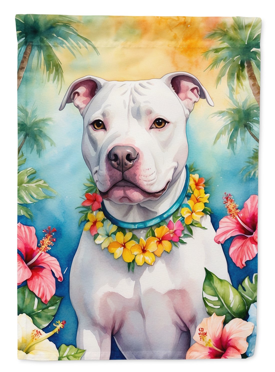 Pit Bull Terrier Luau Garden Flag 11.25 in x 15.5 in