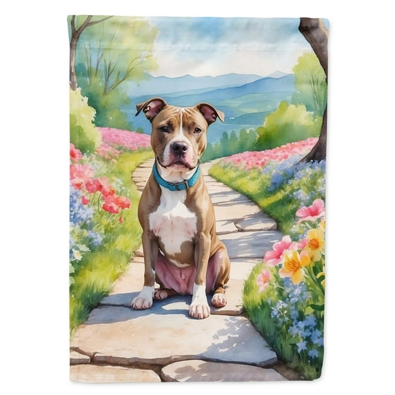 Pit Bull Terrier Spring Path Garden Flag 11.25 in x 15.5 in