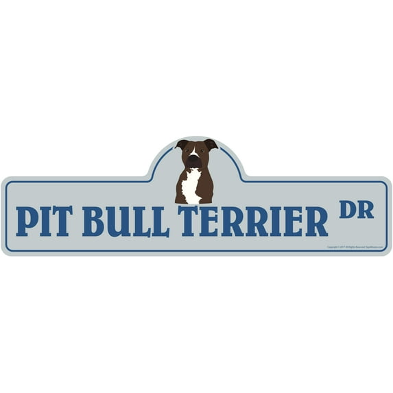 Pit Bull Terrier Street Sign | Indoor/Outdoor | Dog Lover Funny Home Décor for Garages, Living Rooms, Bedroom, Offices | SignMission personalized gift | 24" Wide