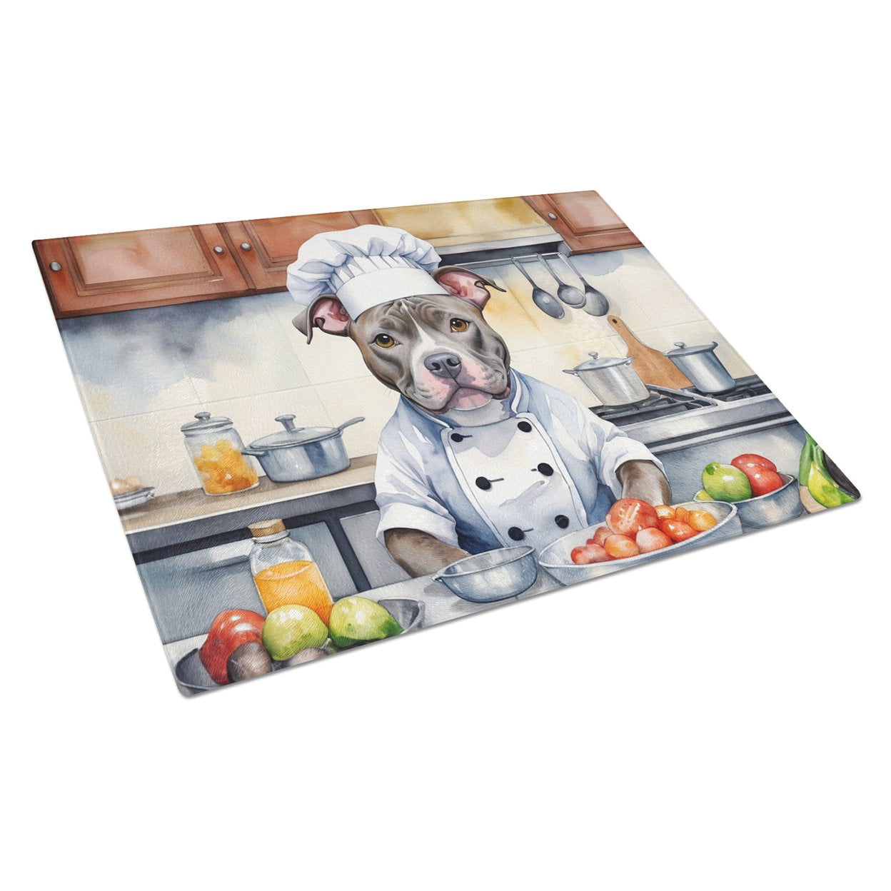 Pit Bull Terrier The Chef Glass Cutting Board 12 in x 15 in
