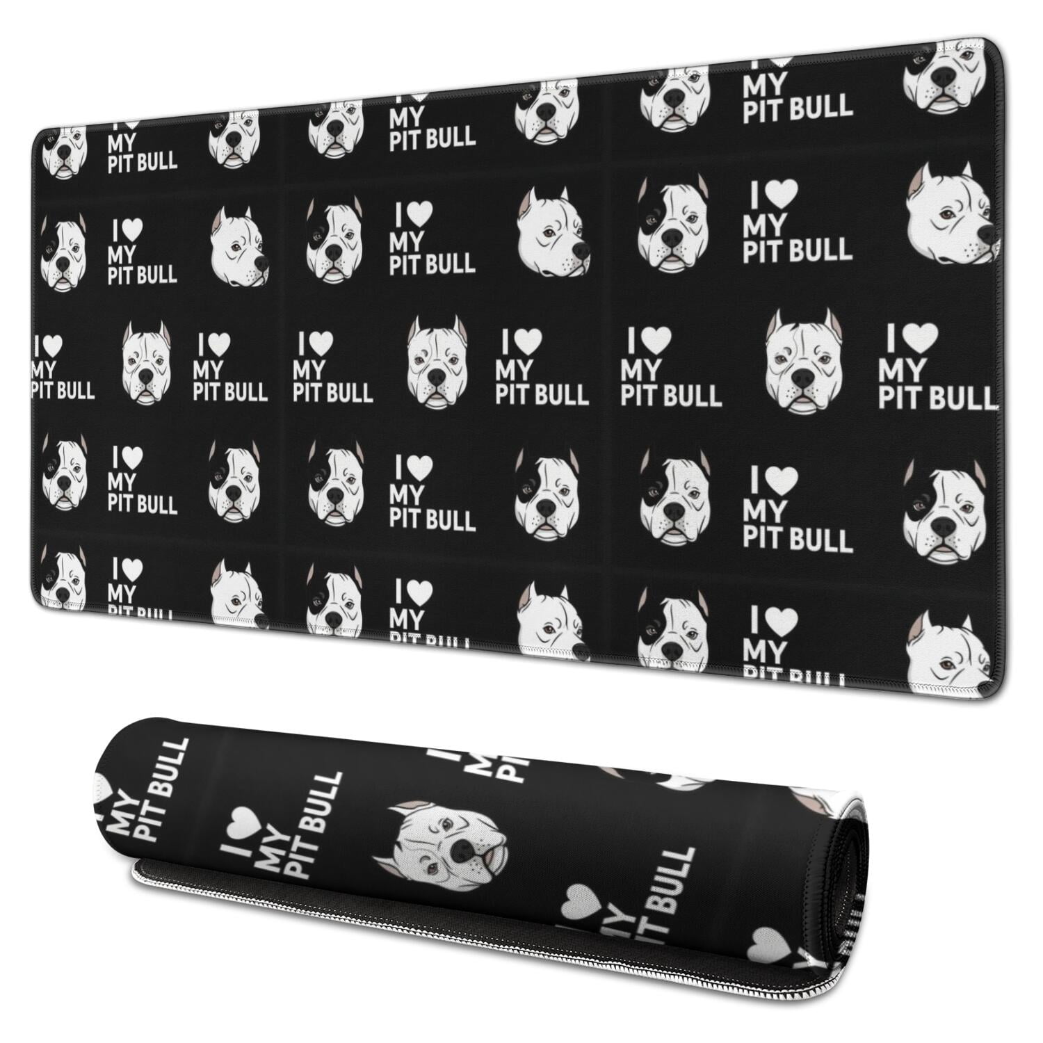 Work From Home Text Design Pit Bull and Text Black Pattern Extended Large Mouse Pad, Keyboard ...