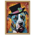 thumbnail image 1 of Pit Bull Wearing Flower Top Hat Modern Pop Art Artwork Framed Wall Art Print A4, 1 of 4