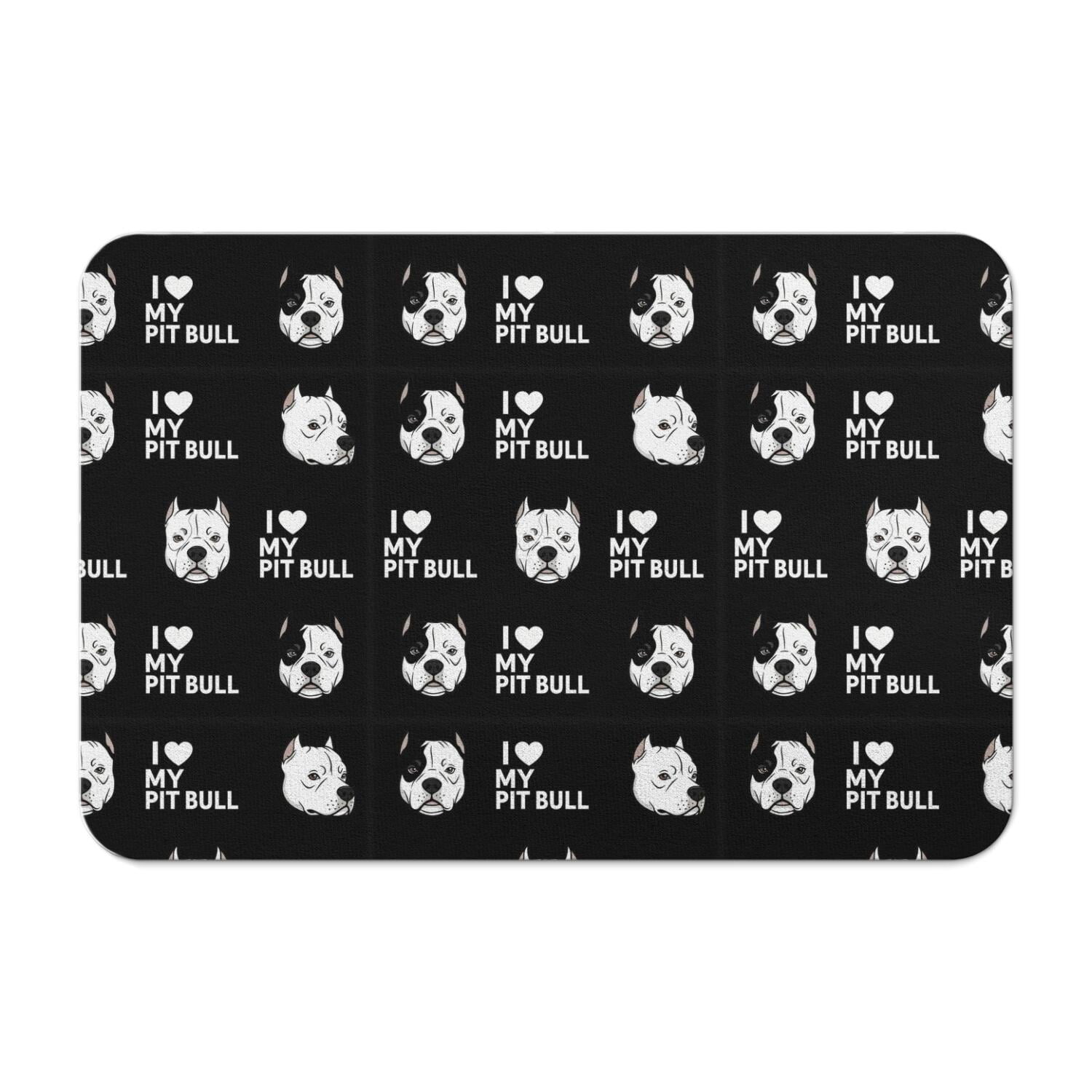 Pitbull Patterns Pit Bull and Text Black Pattern Diatomite Bath Mat, Shower Floor Mat ...