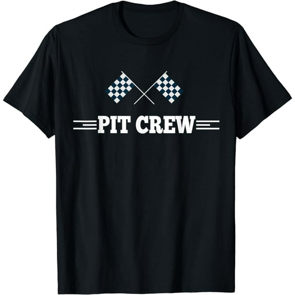 Pit Crew Race Car Checkered Flag Team Auto Racing Slot T-Shirt