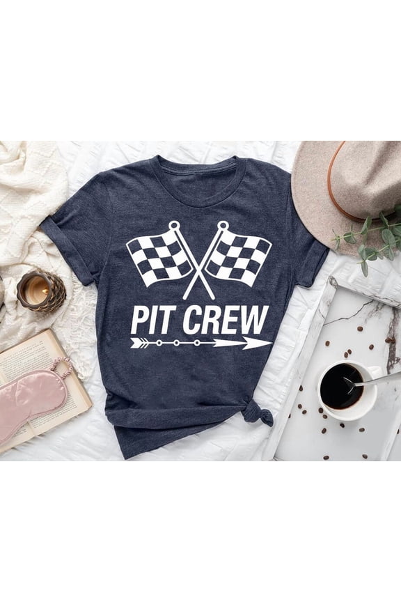 Pit Crew Racing Team Shirt: Checkered Flag Graphic Tee All Size S-5Xl
