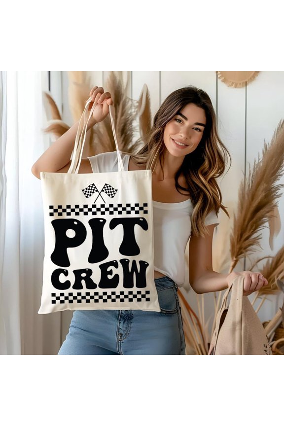 Pit Crew Tote Bag Groovy Racing Fan Gift