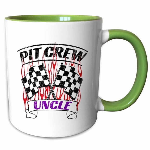 3drose, Pit Crew Uncle Funny Car Race Theme Birthday Party Host, 11oz Two-tone Green Mug