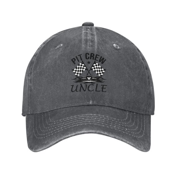 Pit Crew Uncle Unisex Adult Washed Denim Cotton Sport Outdoor Baseball Cap Adjustable Cowboy Baseball Hat