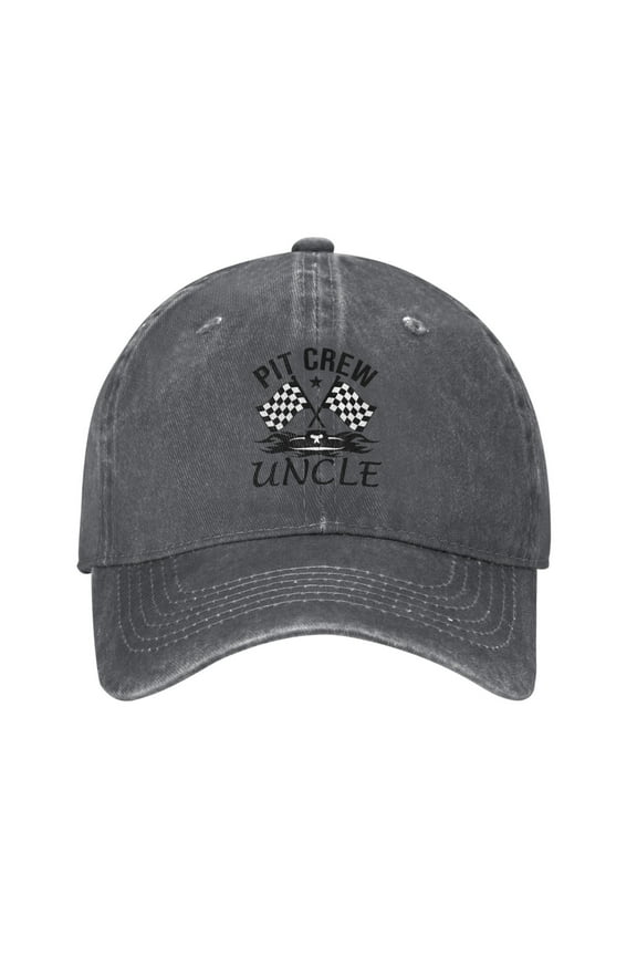 Pit Crew Uncle Unisex Adult Washed Denim Cotton Sport Outdoor Baseball Cap Adjustable Cowboy Baseball Hat
