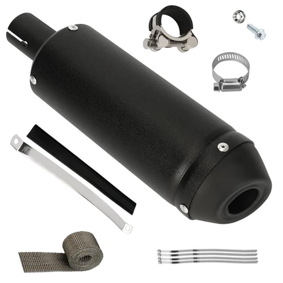 Pit Dirt Bike 28MM 1.1'' Black Exhaust Muffler Pipe Kit for Dirt Bike CRF50 SSR Tao Tao Coolster Apollo, Universal Motorcycle Slip on Muffler for ATV 125cc 110cc 90cc 50cc Mini Bike Quad 4 Wheeler