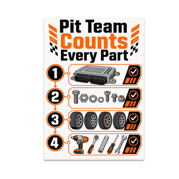 Pit Team Counts Every Part - Coding Enthusiast - 13x19 Poster Print