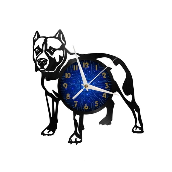 Pit bull dog Vinyl Record Wall Clock for Kitchen Wall Decor Wall Art Gift for Lover Gift Idea for a Best Friend(B)