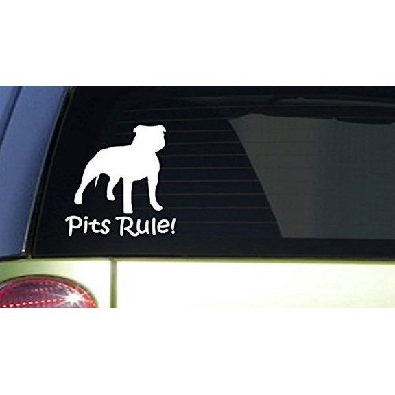 Pit's Rule! uncropped *I420* 6 inch Sticker pit bull pitbull american bully