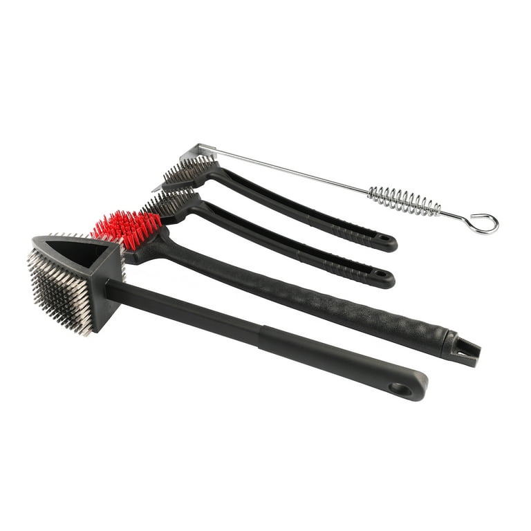 PitMaster King Ultimate 5pc Grill Cleaning Tool Set with Stainless Steel  Scrapers for Grates and Extended Handles for Heat Resistance 