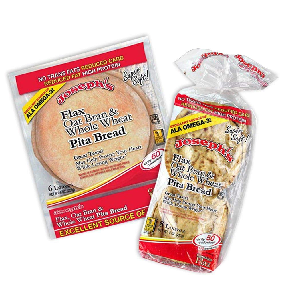 Pita Bundle Joseph's Flax Oat Bran & Whole Wheat Reduced Carb Low Carb Pita Bread and Mini Pita
