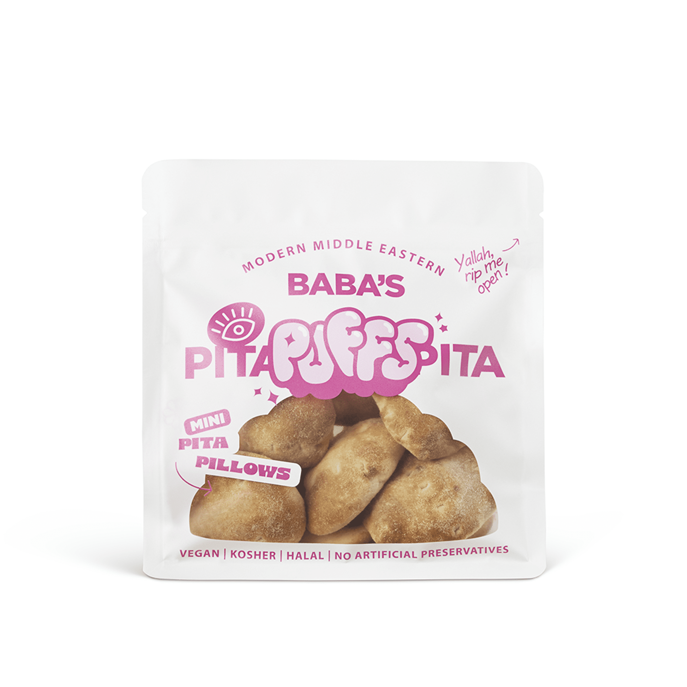 Baba’s Pita Puffs - Mediterranean-Style Fluffy Snack, 6 Count