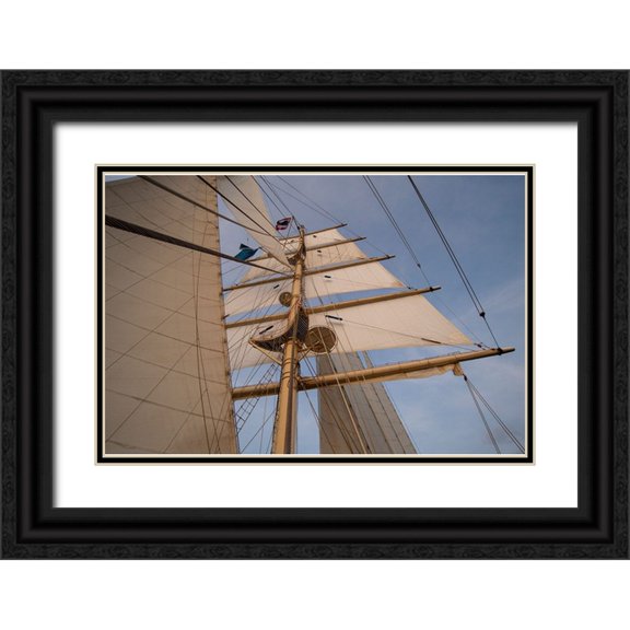 Pitamitz, Sergio 24x17 Black Ornate Wood Framed with Double Matting Museum Art Print Titled - Star Clipper sailing cruise ship-Thailand