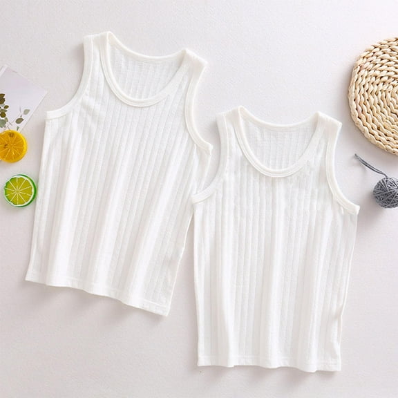 Pitauce 2PC Girls Soft Cotton Tank Tops Kids Sleeveless T-Shirt Undershirt Summer Casual Blouses Basic Tops for 2-11 Years