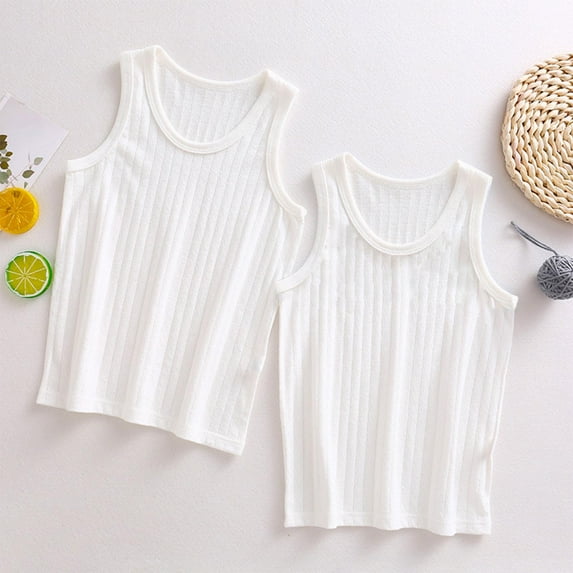 Pitauce 2PC Girls Soft Cotton Tank Tops Kids Sleeveless T-Shirt Undershirt Summer Casual Blouses Basic Tops for 2-11 Years