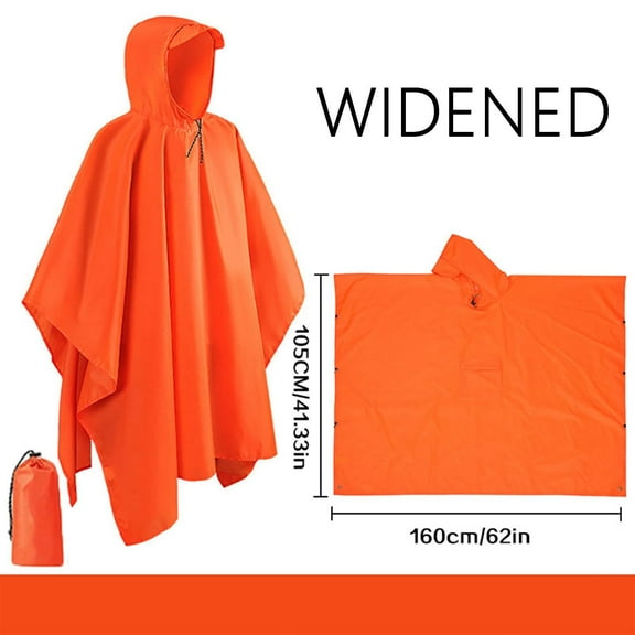 Pitauce 3-in-1 Men Women Hooded Rain Poncho Waterproof Packable Rain Jacket Lightweight Raincoat for Adult