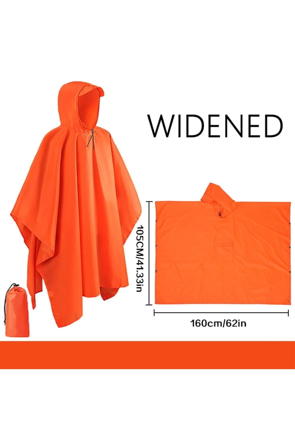 3-in-1 Men Women Hooded Rain Poncho Waterproof Packable Rain Jacket Lightweight Raincoat for Adult