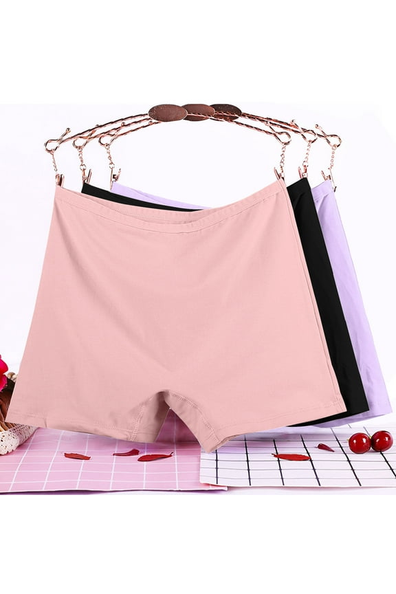 3PC Women Plus Size Cotton Boy Shorts Underwear High Waisted Soft Breathable Bottom Boxer Briefs Seamless Stretch No Show Shorts