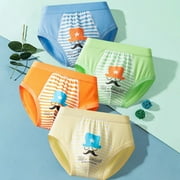 Pitauce 4PC Toddler Boys Soft Cotton Underwear Cute Graphic Comfy Breathable Briefs Underpants, Size 3-9Y