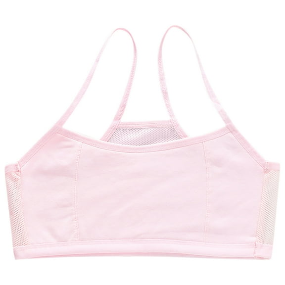 Pitauce 5-10 Years Little Girl's Spaghetti Strap Cotton Sports Bra Breathable Mesh Cropped Camisole Everyday Bralette