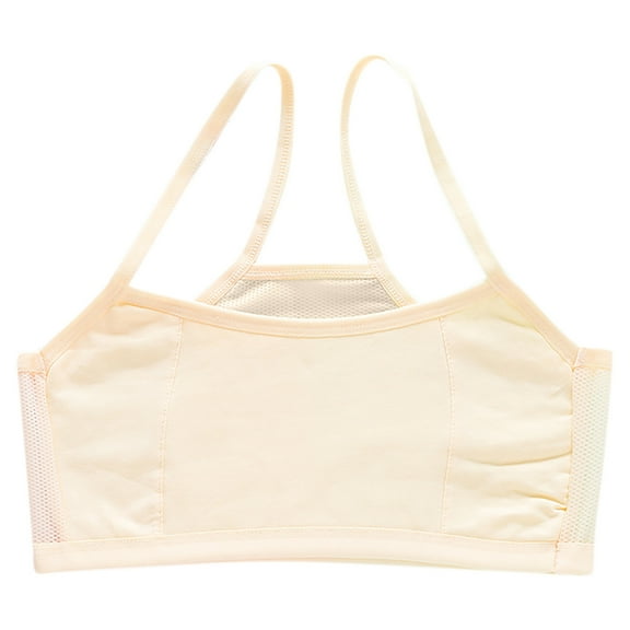 Pitauce 5-10 Years Little Girl's Spaghetti Strap Cotton Sports Bra Breathable Mesh Cropped Camisole Everyday Bralette