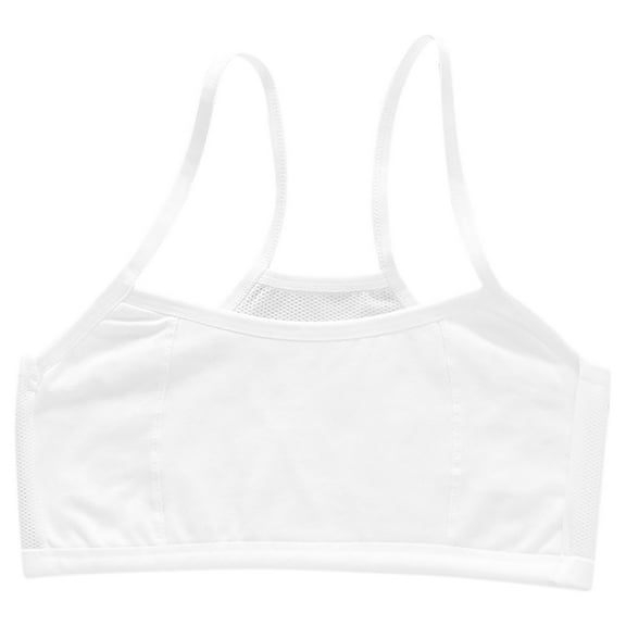 Pitauce 5-10 Years Little Girl's Spaghetti Strap Cotton Sports Bra Breathable Mesh Cropped Camisole Everyday Bralette