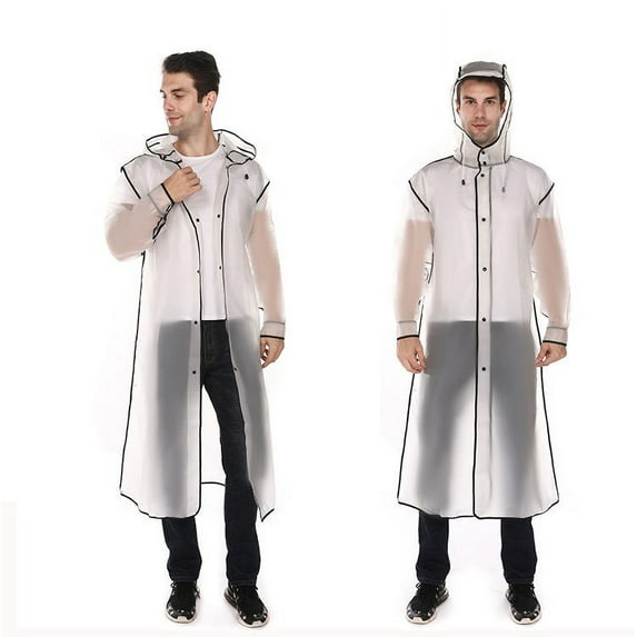 Pitauce Adult Waterproof Rain Poncho Lightweight Hooded Rain Jacket Portable Reusable EVA Raincoats for Hiking Camping Outdoor