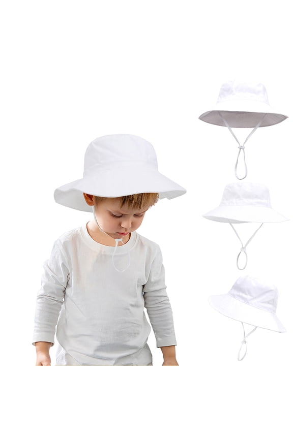 Baby Boys Girls Cotton Bucket Hat Toddler Wide Brim Sun Hat Summer Outdoor Beach UV Sun Protection Hats for Kids 0-6 Years