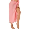thumbnail image 1 of Pitauce Beach Cover Ups for Women Solid Color Casual Tassel Long Bikini Wrap Skirt Summer Sun Protection Vacation Swimsuit Coverups on Clearance, 1 of 5