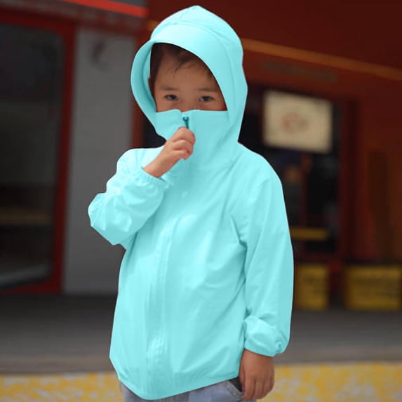 Pitauce Big Boys Girls Summer UV Sun Protection Hooded Jacket Lightweight Ice Silk Rash Guard Long Sleeve Cooling Shirt, 2-15 Years