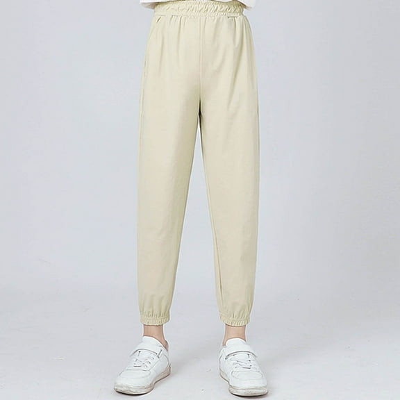 Pitauce Boys Girls Summer Breathable Ice Silk Sweatpants Lightweight Quick Dry Joggers Elastic Waist Active Running Pants for Kids 8-14 Years