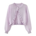 thumbnail image 1 of Pitauce Girls Long Sleeve Cardigan Sweater Button Up Reffled Knit Sweater Open Front Solid Color Lightweight Cardigan, 1 of 8
