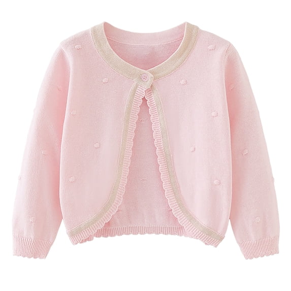Pitauce Girls Long Sleeve Cardigan Sweater Button Up Reffled Knit Sweater Open Front Solid Color Lightweight Cardigan