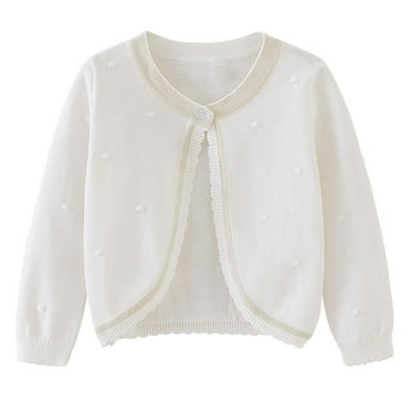 Pitauce Girls Long Sleeve Cardigan Sweater Button Up Reffled Knit Sweater Open Front Solid Color Lightweight Cardigan