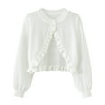thumbnail image 1 of Pitauce Girls Long Sleeve Cardigan Sweater Button Up Reffled Knit Sweater Open Front Solid Color Lightweight Cardigan, 1 of 6