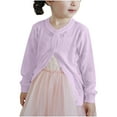 thumbnail image 1 of Pitauce Girls Long Sleeve Cropped Cardigan Sweater Button Up Reffled Knit Sweater Open Front Solid Color Lightweight Cardigan, 1 of 9