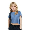 thumbnail image 1 of Pitauce Girls Open Back Pullover Tops Oversized Short Sleeve Shirts Backless Sports Athletic T-Shirt Running Crop Tee Top 4-14 Years, 1 of 6