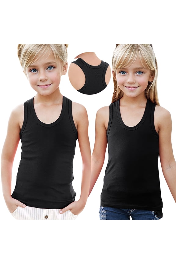 Girls Summer Athletic Racerback Tank Tops Sleeveless Crew Neck Basic Blouse Teen Girls Casual Camisole 1-13 Years