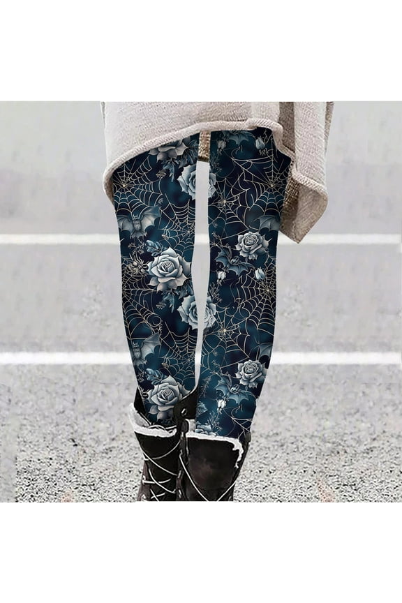 Halloween Leggings for Women High Waisted Graphic Printed Skinny Pants Holiday Stretchy Leggings for Yoga Workout Fitness Running