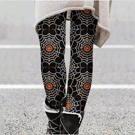Pitauce Halloween Leggings for Women High Waisted Graphic Printed Skinny Pants Holiday Stretchy Leggings for Yoga Workout Fitness Running