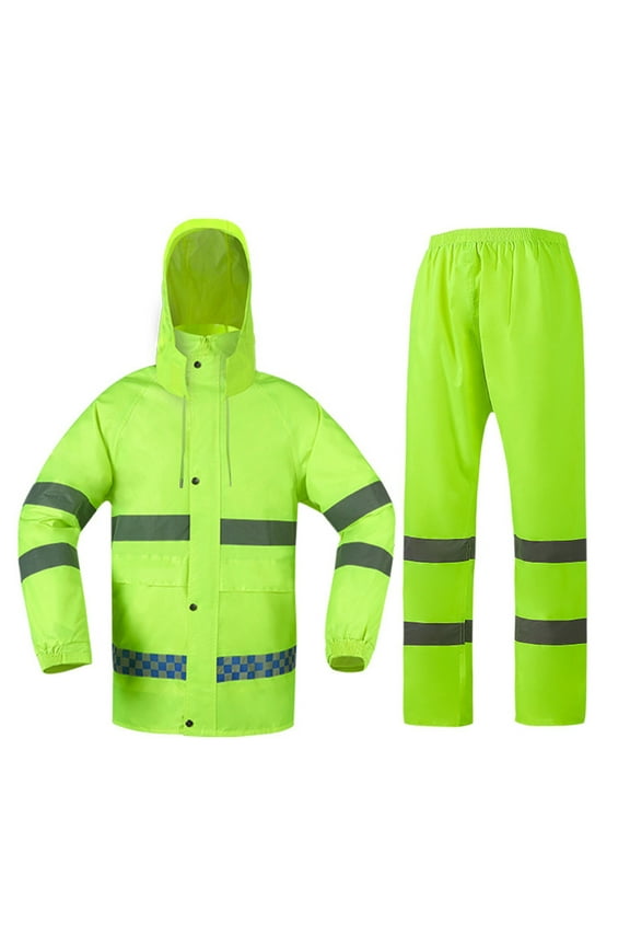 High Visibility Rain Suit, Hi-Vis Reflective Safety Rain Jacket with Pants Set, Lightweight & Waterproof