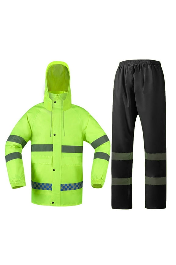 High Visibility Rain Suit, Hi-Vis Reflective Safety Rain Jacket with Pants Set, Lightweight & Waterproof